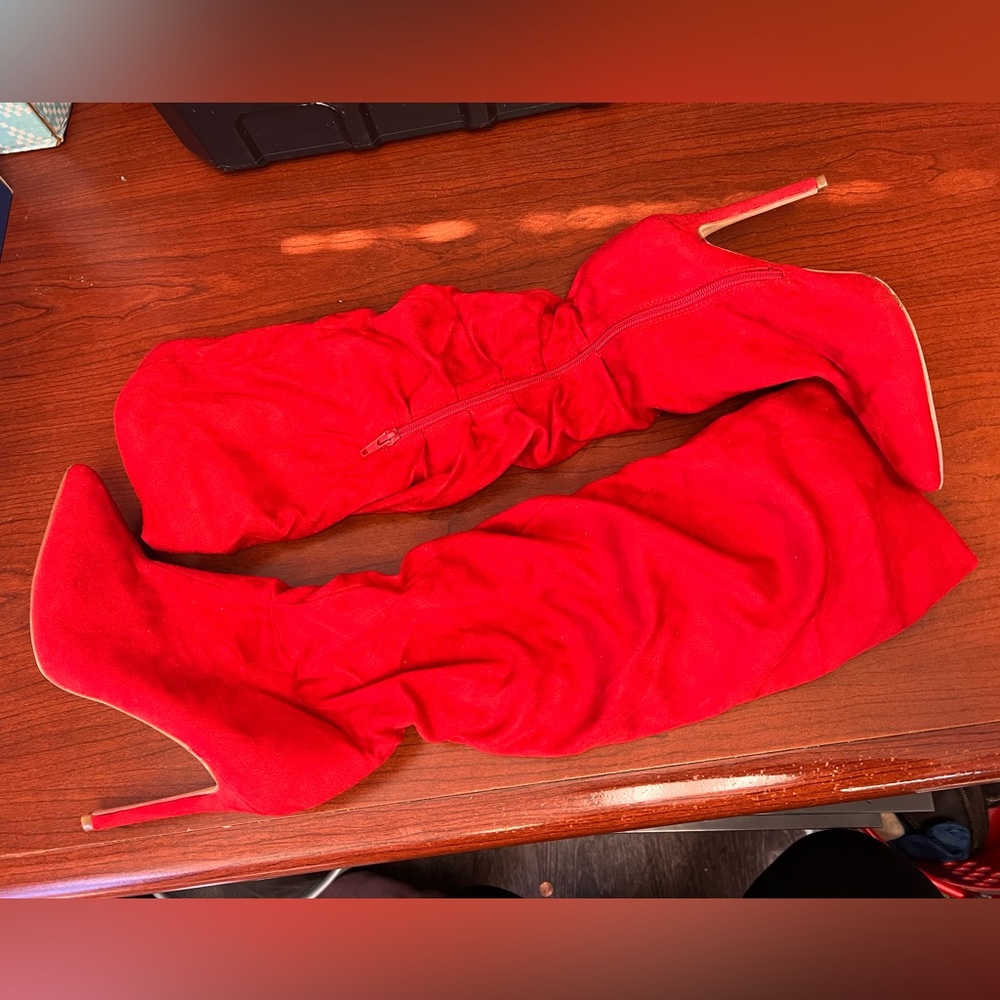 Red heel boots